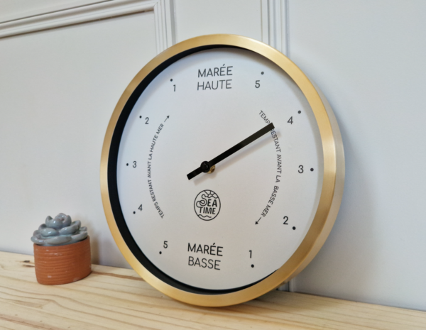 Horloges des marées Seatime, cadre métal argenté brillant