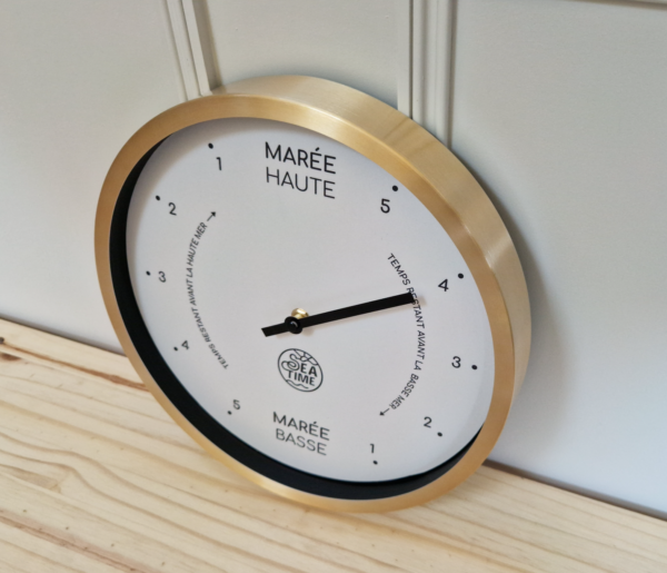 Horloges des marées Seatime, cadre métal argenté brillant