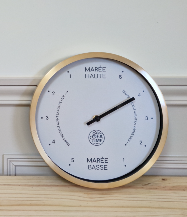 Horloges des marées Seatime, cadre métal argenté brillant