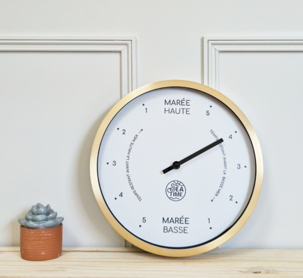 Horloges des marées Seatime, cadre métal doré