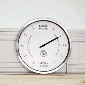 Horloges des marées Seatime, cadre métal argenté brillant
