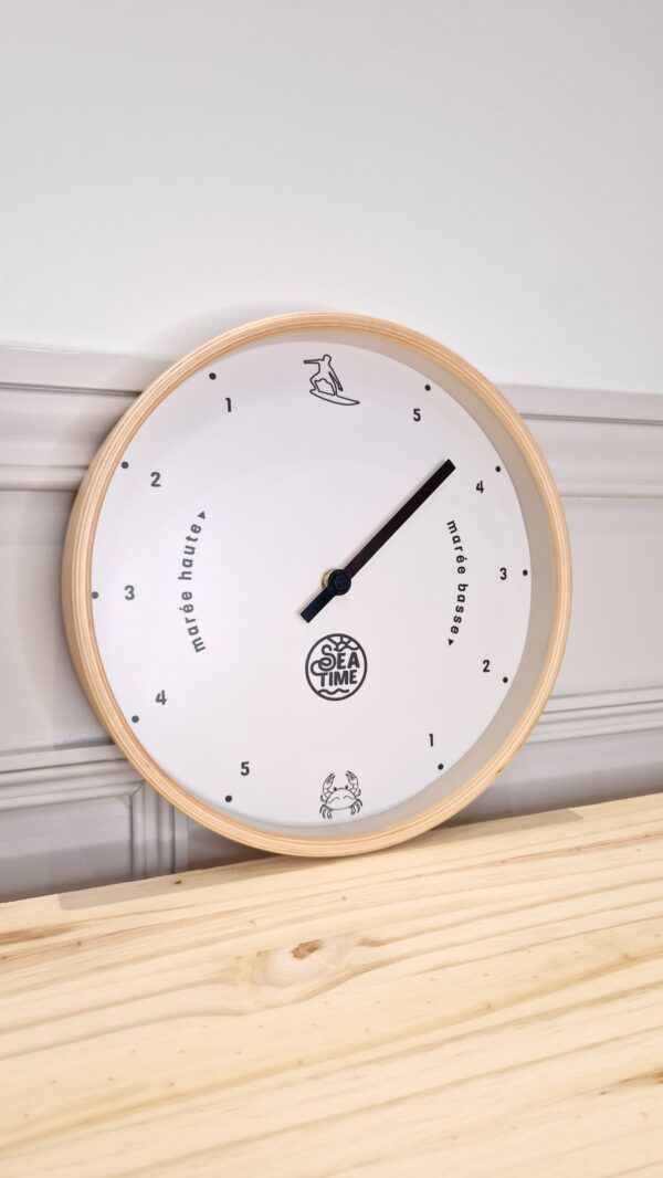 Horloges des marées Seatime, en bois clair massif