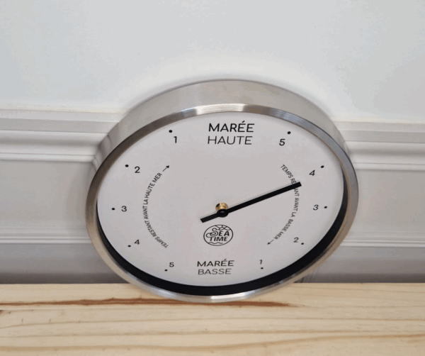 Horloges des marées Seatime, cadre métal argenté brillant